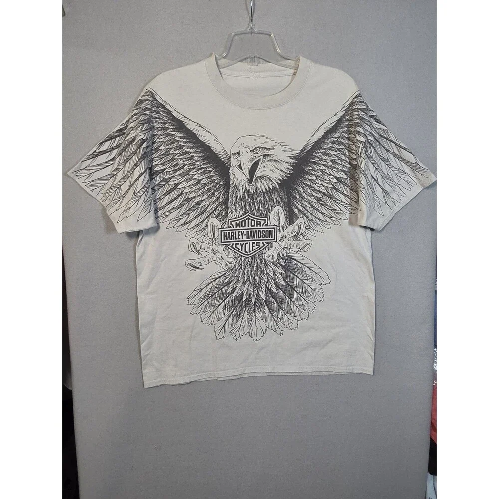 Vtg Harley Davidson T-shirt Mens XL Light Gray Eagle Logo Harley Cancun Mexico